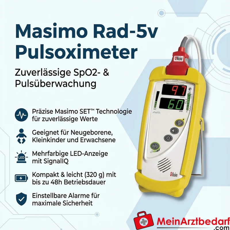 Masimo Rad-5v Pulsoximeter SpO2 und Puls, Masimo SET, LED-Anzeige