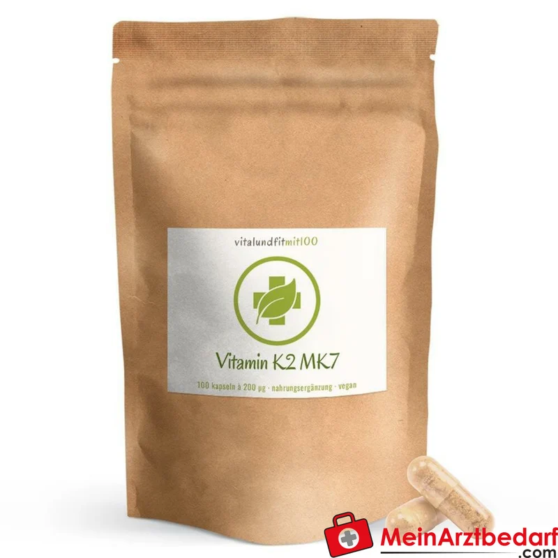 Vitamin K2 MK7 200 µg Kapseln (All‑Trans 99,7%) vegan, gluten- und laktosefrei