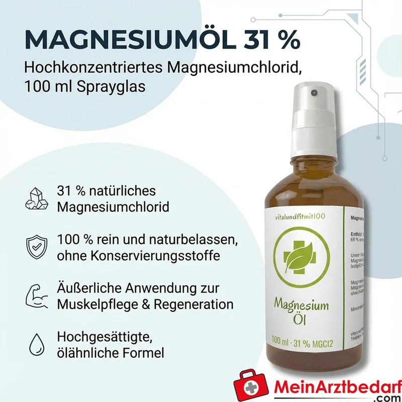 Magnesiumöl 31% Magnesiumchlorid Zerstäuber Glasflasche 100 ml