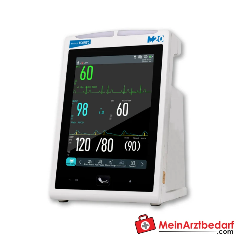 medical ECONET M20 Patientenmonitor mit 3‑Kanal‑EKG und SpO2-Blutdruckmessung (NIBP)
