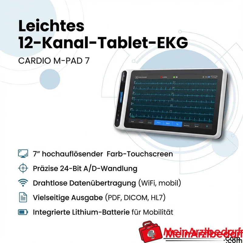 medical ECONET CARDIO M-PAD 7 Tablet, 12-Kanal-EKG, 7 Zoll Touchscreen
