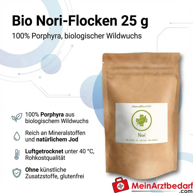 Nori-Flocken (Porphyra) 25 g, Algen Rohkostqualität, glutenfrei