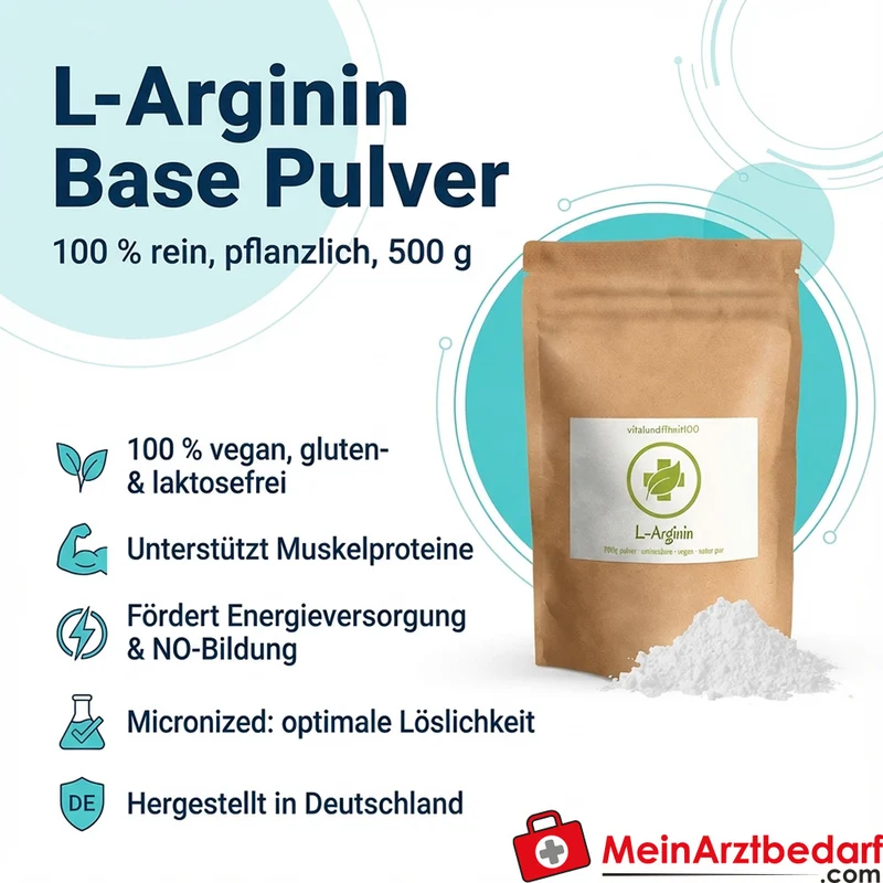 L-Arginin Base Pulver 100% reines L-Arginin micronized 500 g