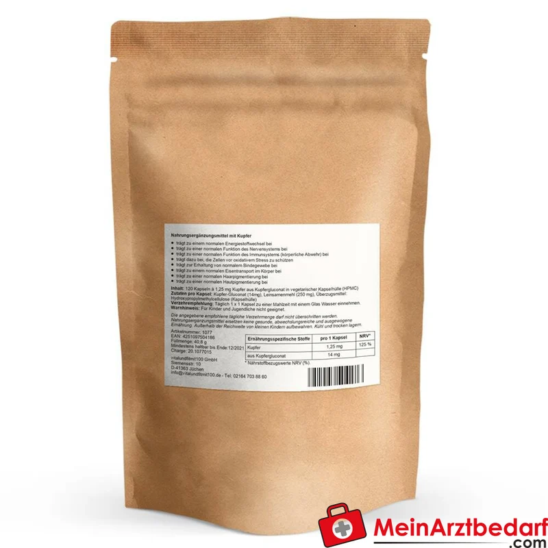 Kupfergluconat Kapseln 1,25 mg 120 Stück
