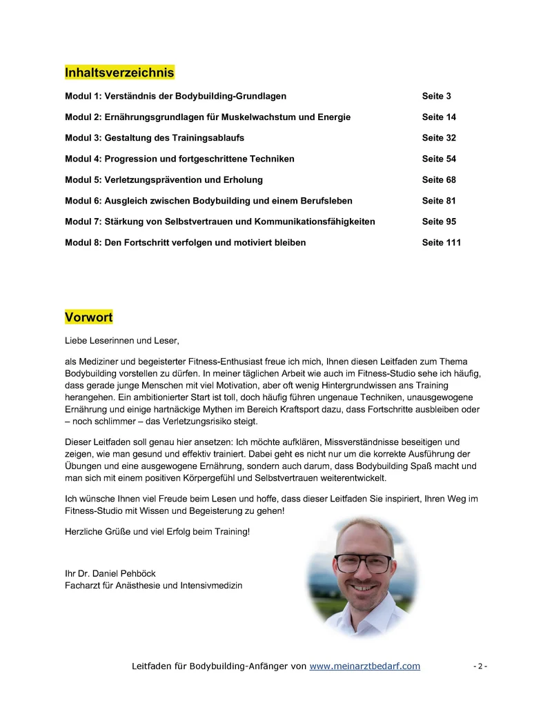 Dr. Daniel Pehböck Bodybuilding-Leitfaden für Anfänger eBook PDF 124 Seiten Muskelaufbau Trainings- und Ernährungspläne