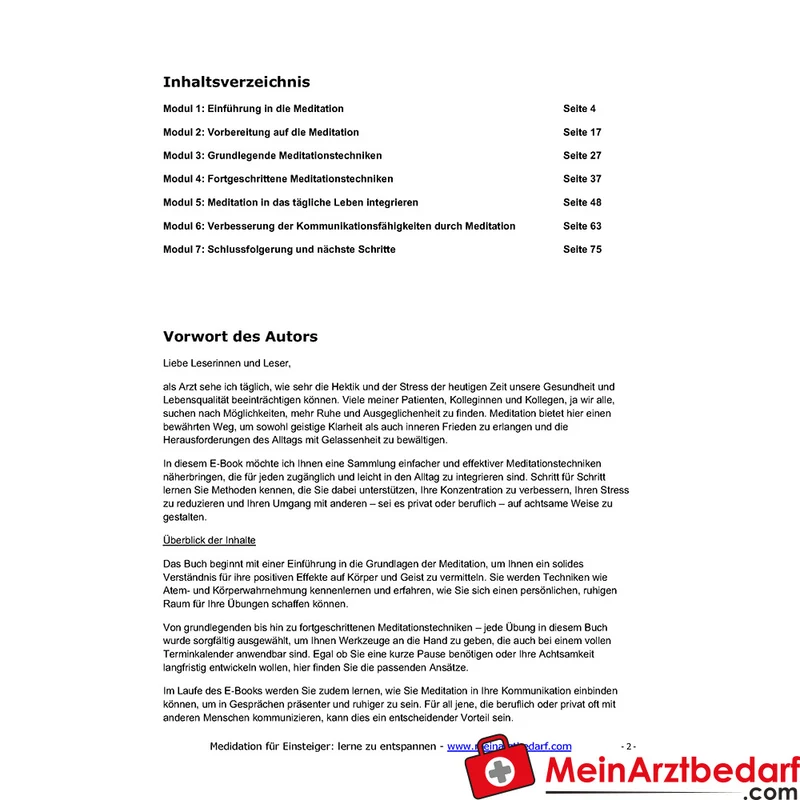 Dr. Daniel Pehböck Meditation für Einsteiger eBook, 82 Seiten für Berufstätige