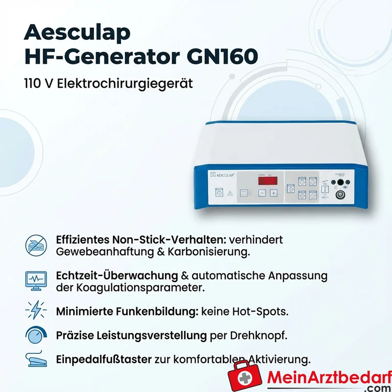 Aesculap HF-Generator GN160 Elektrochirurgiegerät 110 V Drehknopf Fußtaster