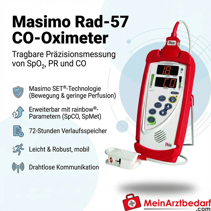 Masimo Rad-57 CO-Oximeter tragbar Pulsoximeter mit Masimo SET SpO2 PR SpCO SpMet Verlaufsspeicher 72 h