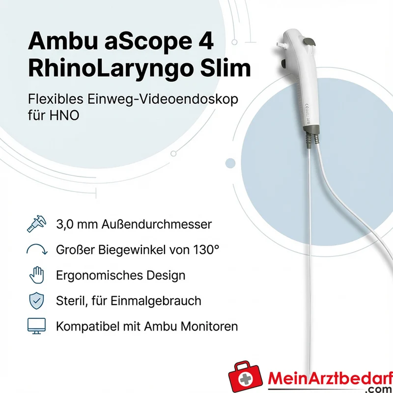 Ambu aScope 4 RhinoLaryngo Slim 3,0 mm flexibles Einweg-Videoendoskop 5 Stück