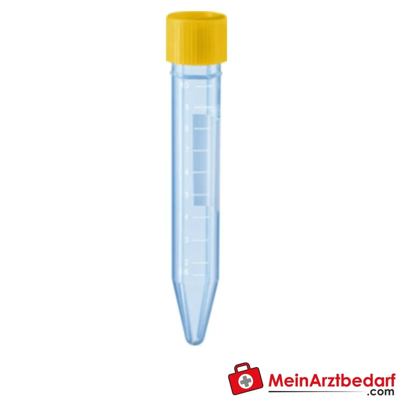 Sarstedt Röhrchen mit Spitzboden 10 ml steril PP Ø16 mm × 100 mm gelber Schraubverschluss 100 Stück