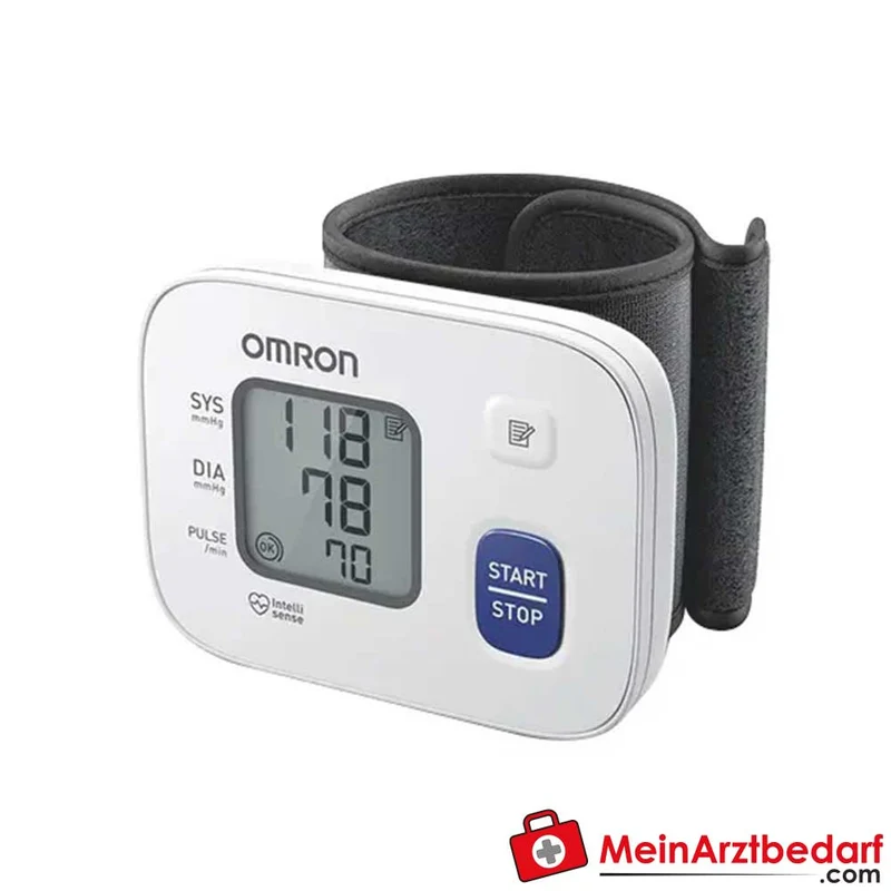 Omron RS2 Handgelenk-Blutdruckmessgerät Intellisense Manschettensitzkontrolle Erkennung unregelmäßiger Herzschläge 30 Speicherplätze