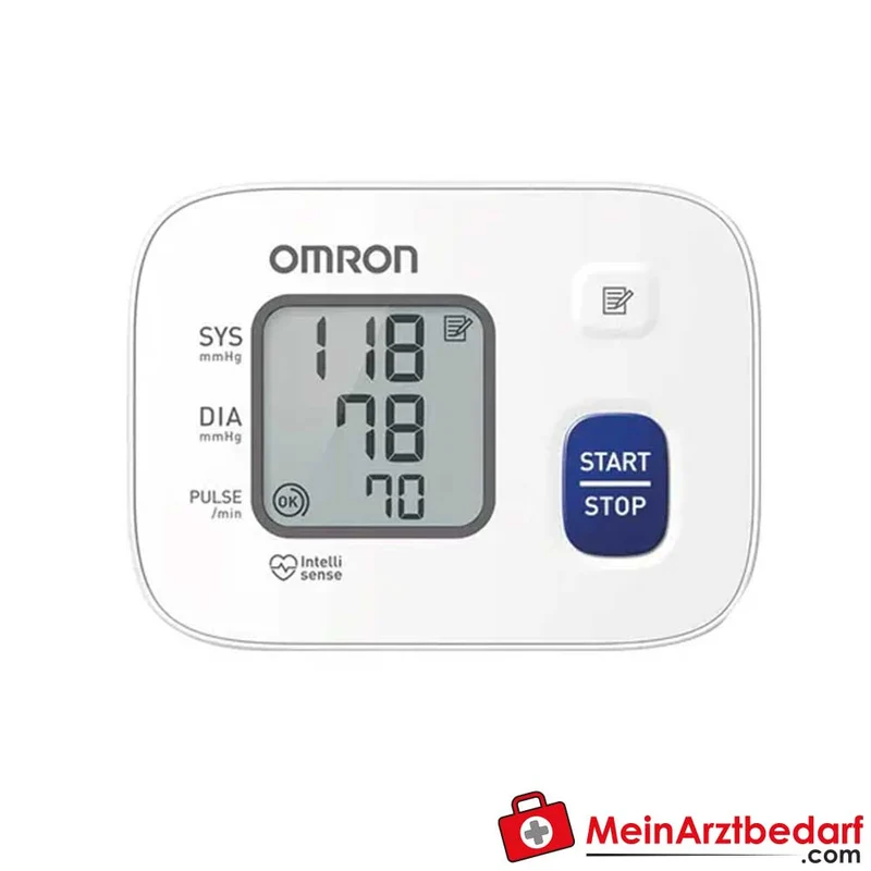 Omron RS2 Handgelenk-Blutdruckmessgerät Intellisense Manschettensitzkontrolle Erkennung unregelmäßiger Herzschläge 30 Speicherplätze