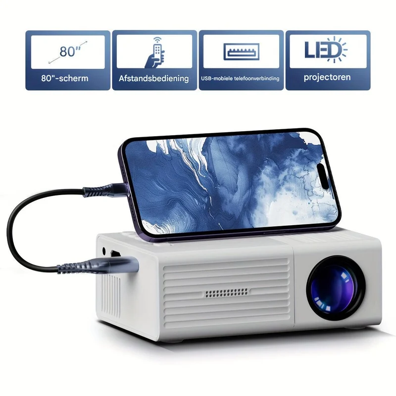 Mini Projektor – Tragbares Design mit 3000 Lumen & HDMI/USB für Klare Bilder überall