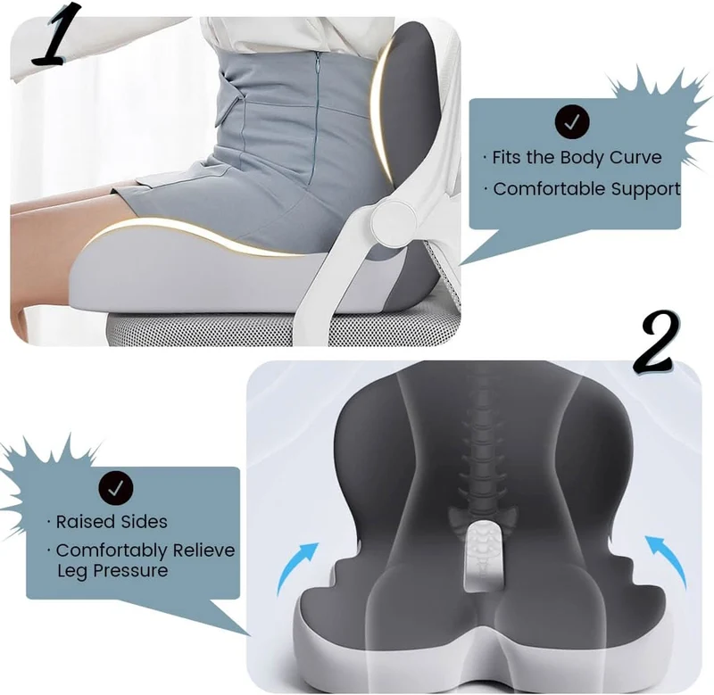 Sitzkissen – Ergonomische Form mit Atmungsaktivem Memory-Schaum & Rutschfester Unterseite