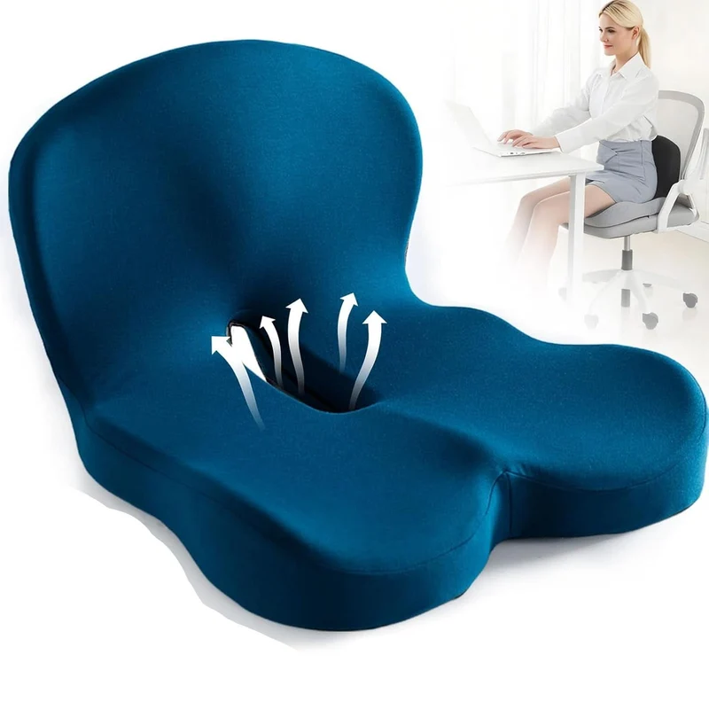 Sitzkissen – Ergonomische Form mit Atmungsaktivem Memory-Schaum & Rutschfester Unterseite