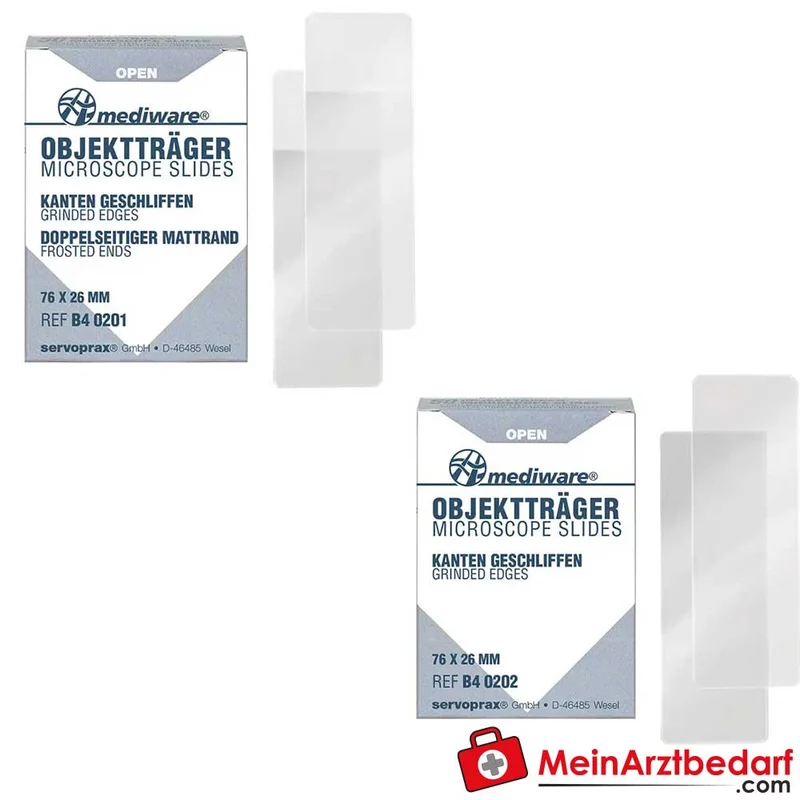 Mediware Objektträger geschliffen 45 Grad Kantenschliff 76 x 26 mm 50 Stück