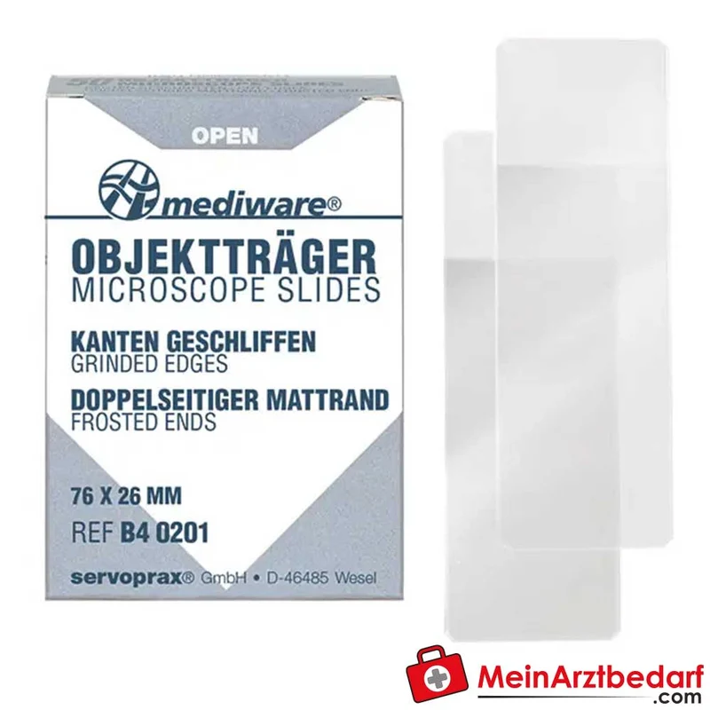 Mediware Objektträger geschliffen 45 Grad Kantenschliff 76 x 26 mm 50 Stück