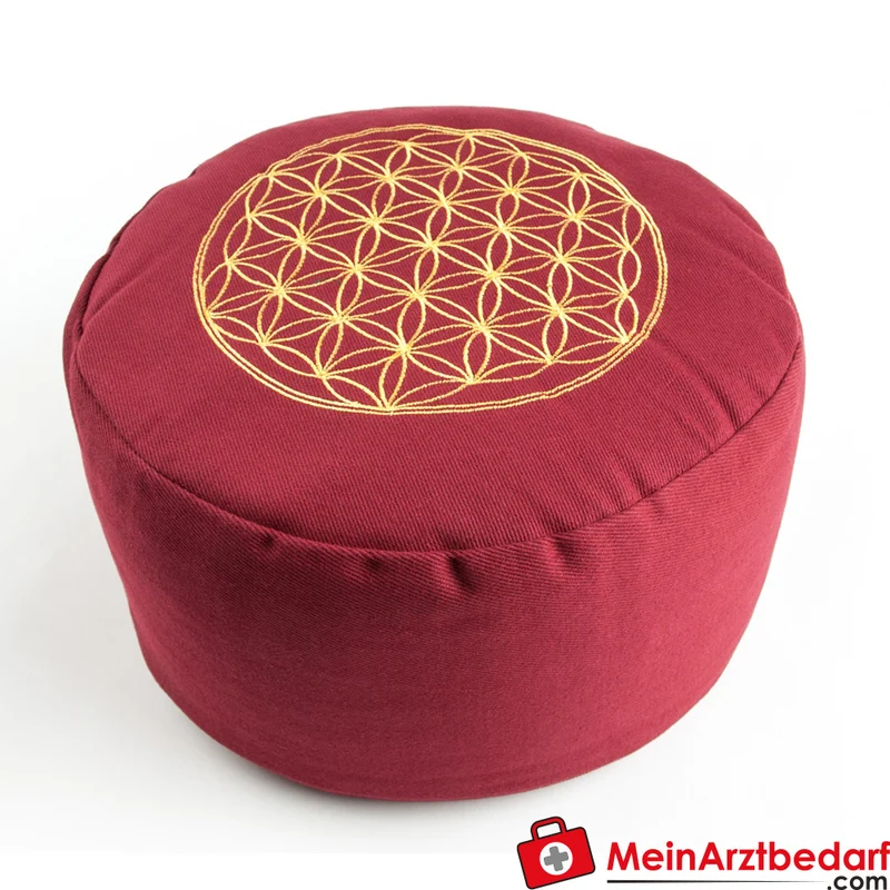 Berk Meditationskissen Blume des Lebens 30 x 15 cm Buchweizenfüllung 100% Baumwollbezug mit Reißverschluss
