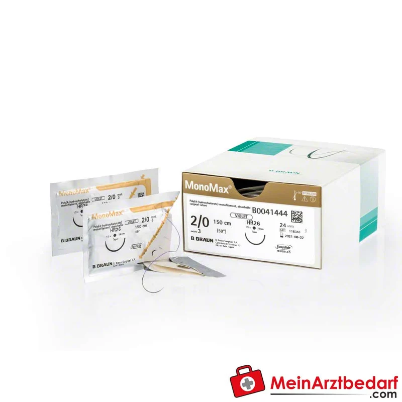 B. Braun Monomax Nahtmaterial P4HB resorbierbar monofil USP 2/0-3/0 24 Stück