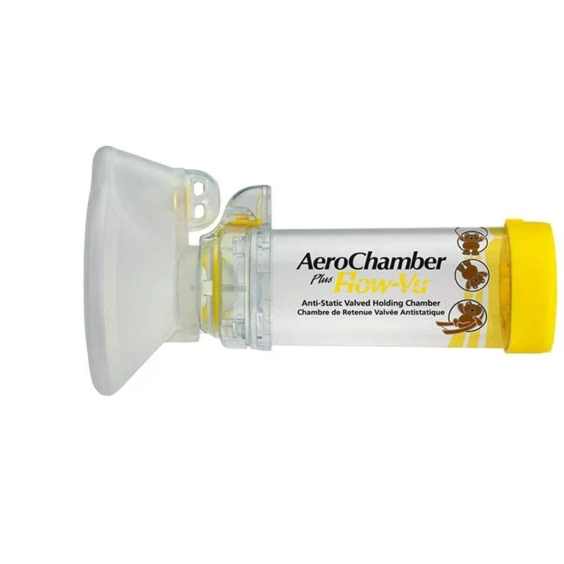 AeroChamber Flow-VU met kindermasker - geel - 1-4jr