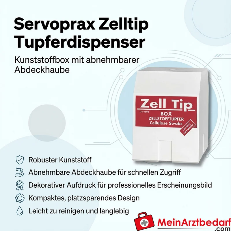 Servoprax Zelltip Tupferdispenser Kunststoff, abnehmbare Abdeckhaube