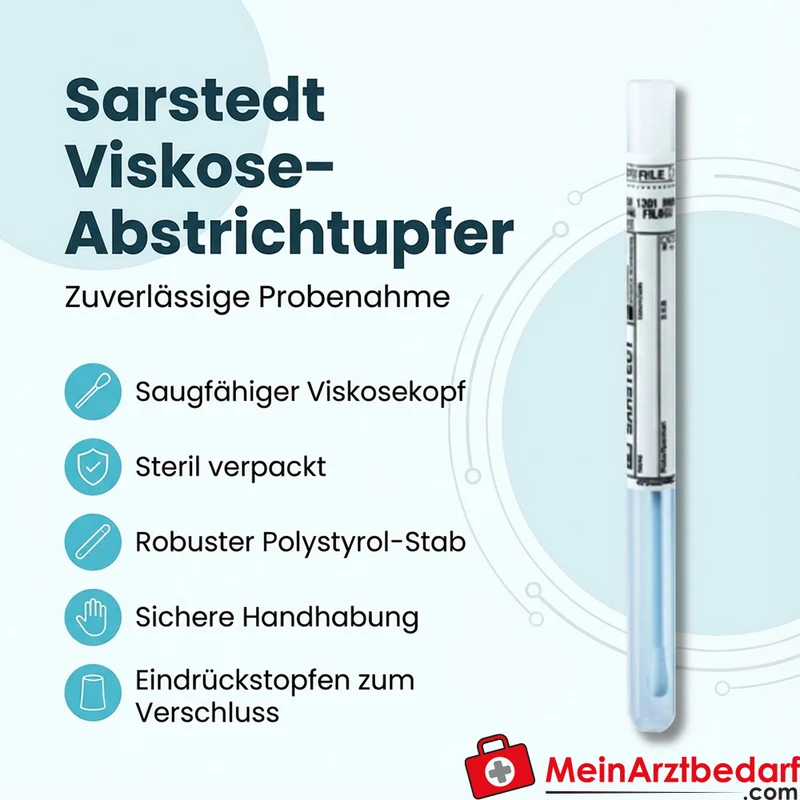 Sarstedt Viskose-Abstrichtupfer Röhrchen PS-Stab 131 mm 100 Stück