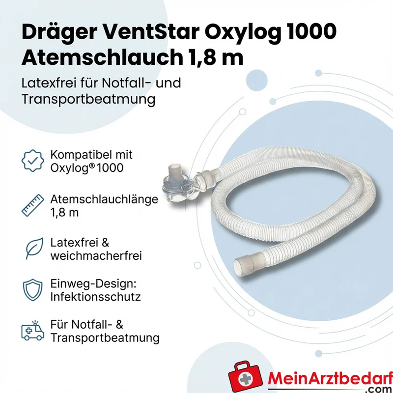 Dräger VentStar Oxylog 1000 Atemschlauch 1,8 m latexfrei 25 St.