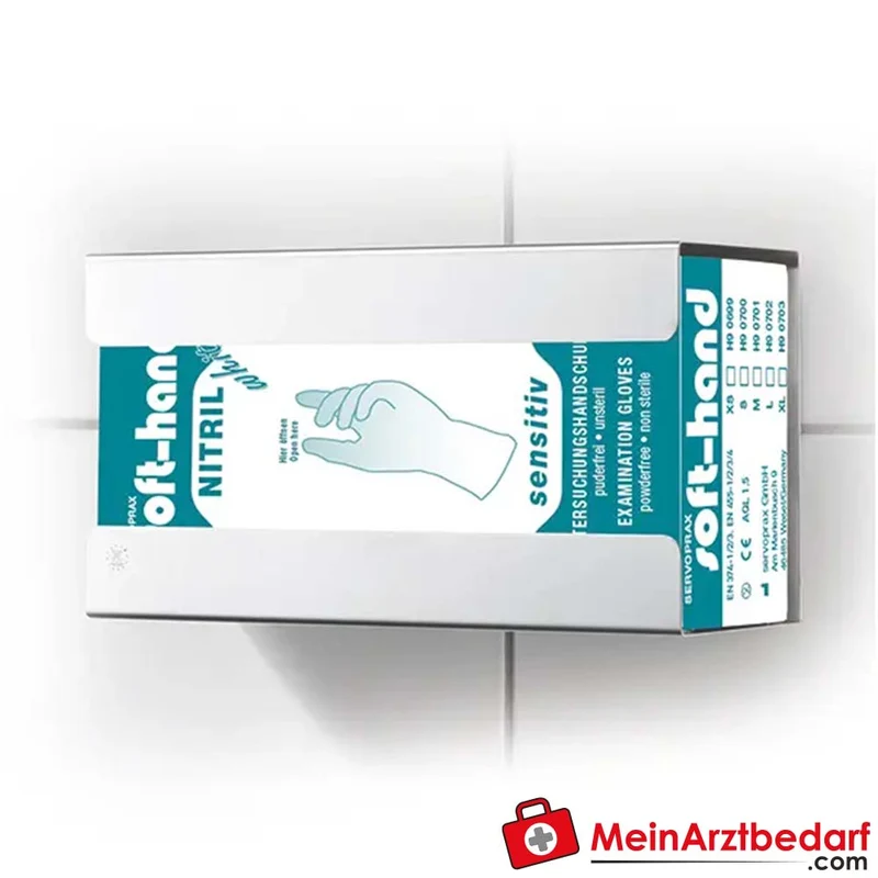 Servoprax Handschuhspender F75 Edelstahl matt gebürstet Wandhalter für 1 Spenderkarton Latex Nitril