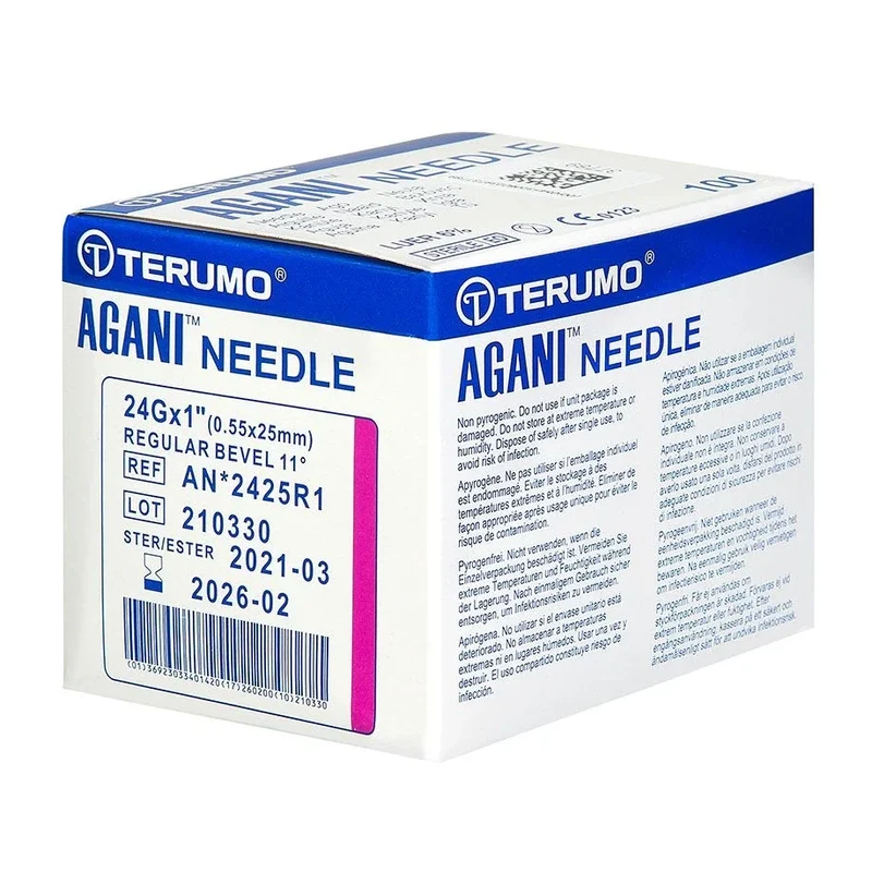 Terumo Agani injectienaalden 24 G, 25 x 0,55 mm Lila 100 stuks