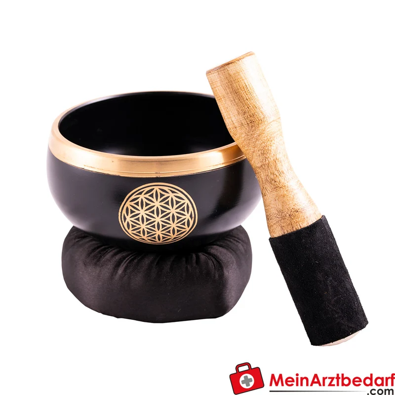 Berk Klangschale Blume des Lebens 11,5 cm Messing Schwarz-Gold