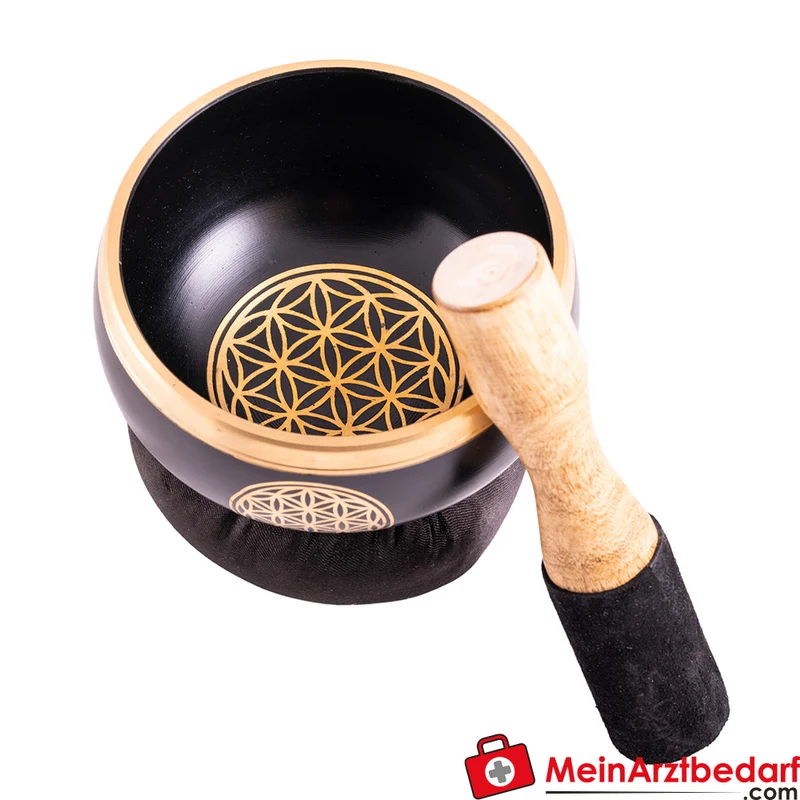 Berk Klangschale Blume des Lebens 11,5 cm Messing Schwarz-Gold