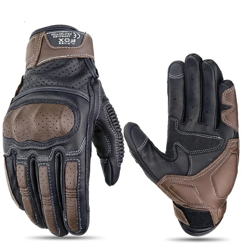 Motorradhandschuhe Vintage – Atmungsaktives Design mit Touchscreen & Knöchelschutz