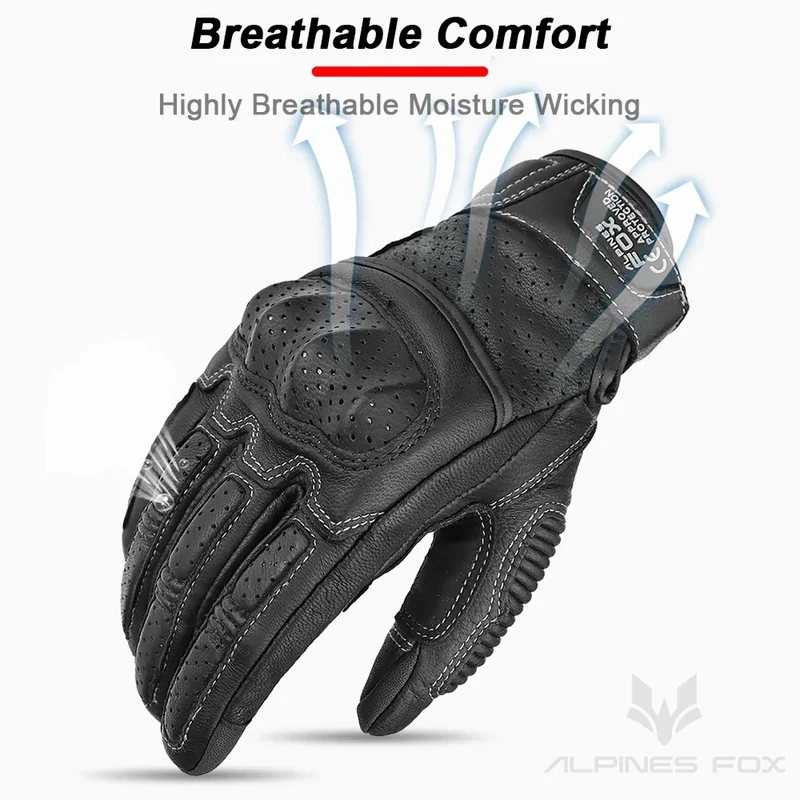 Motorradhandschuhe Vintage – Atmungsaktives Design mit Touchscreen & Knöchelschutz