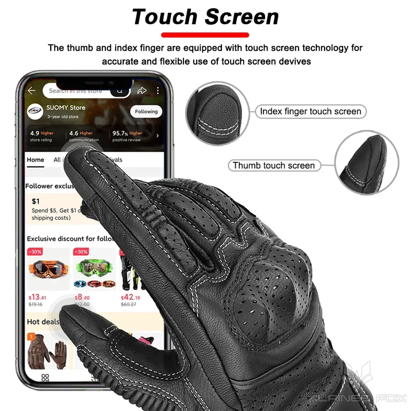 Motorradhandschuhe Vintage – Atmungsaktives Design mit Touchscreen & Knöchelschutz