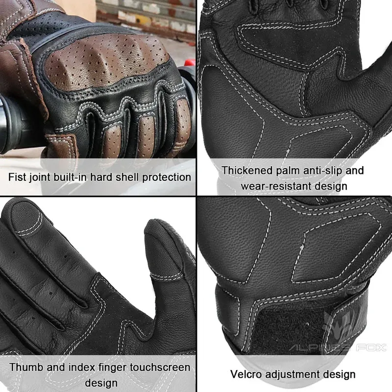 Motorradhandschuhe Vintage – Atmungsaktives Design mit Touchscreen & Knöchelschutz