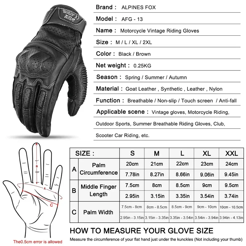 Motorradhandschuhe Vintage – Atmungsaktives Design mit Touchscreen & Knöchelschutz