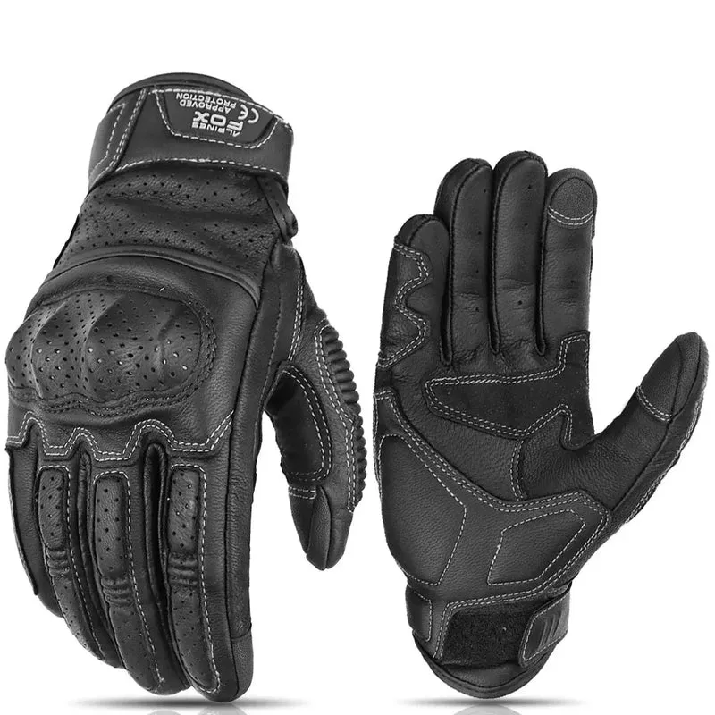 Motorradhandschuhe Vintage – Atmungsaktives Design mit Touchscreen & Knöchelschutz