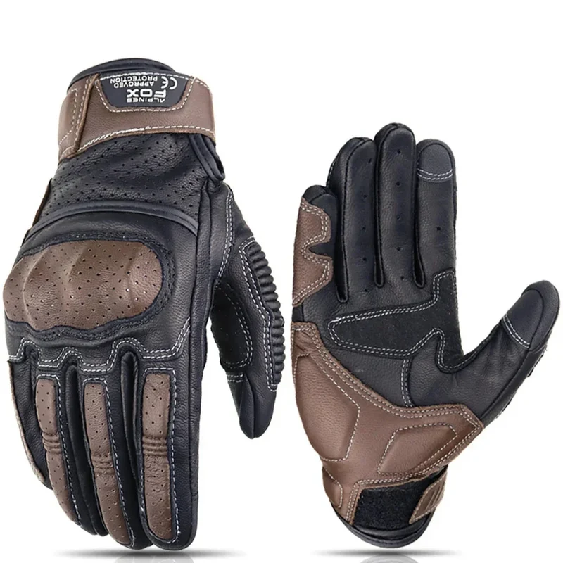 Motorradhandschuhe Vintage – Atmungsaktives Design mit Touchscreen & Knöchelschutz