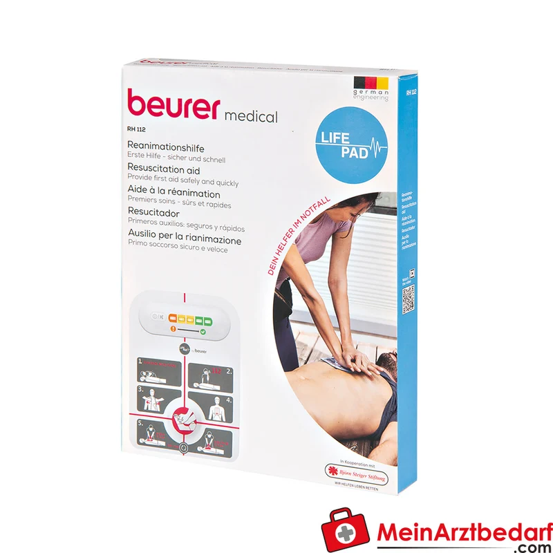 Beurer LifePad Reanimationshilfe mit LED-Feedback und akustischem Signal, flexibel, ab 12 Jahren