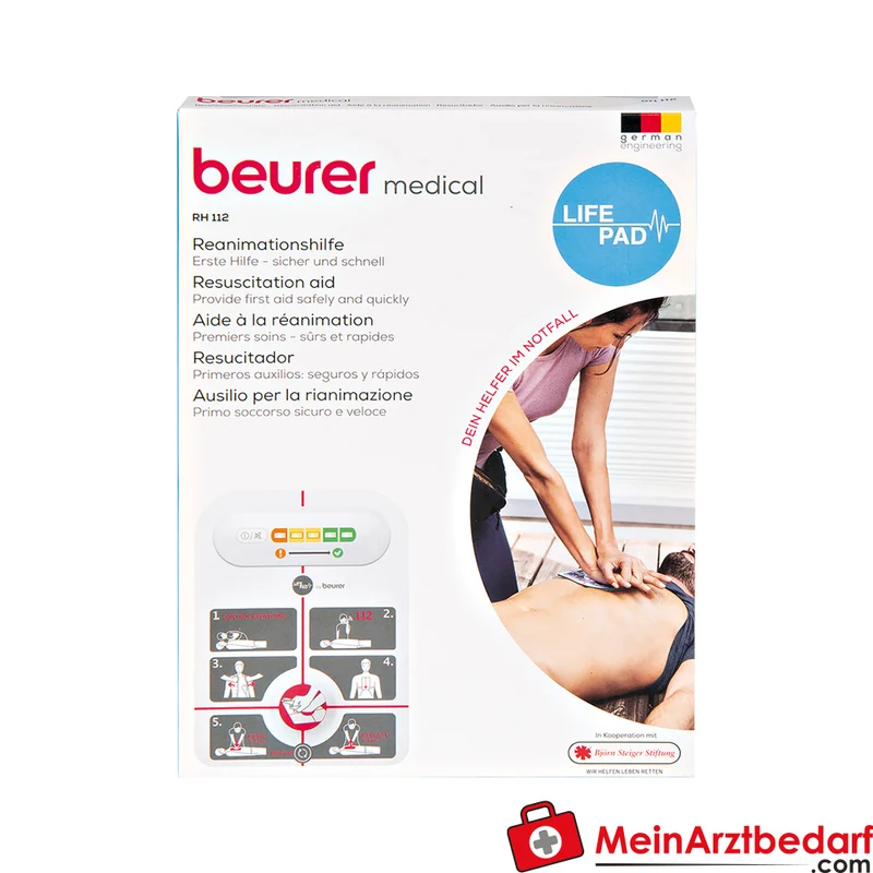 Beurer LifePad Reanimationshilfe mit LED-Feedback und akustischem Signal, flexibel, ab 12 Jahren