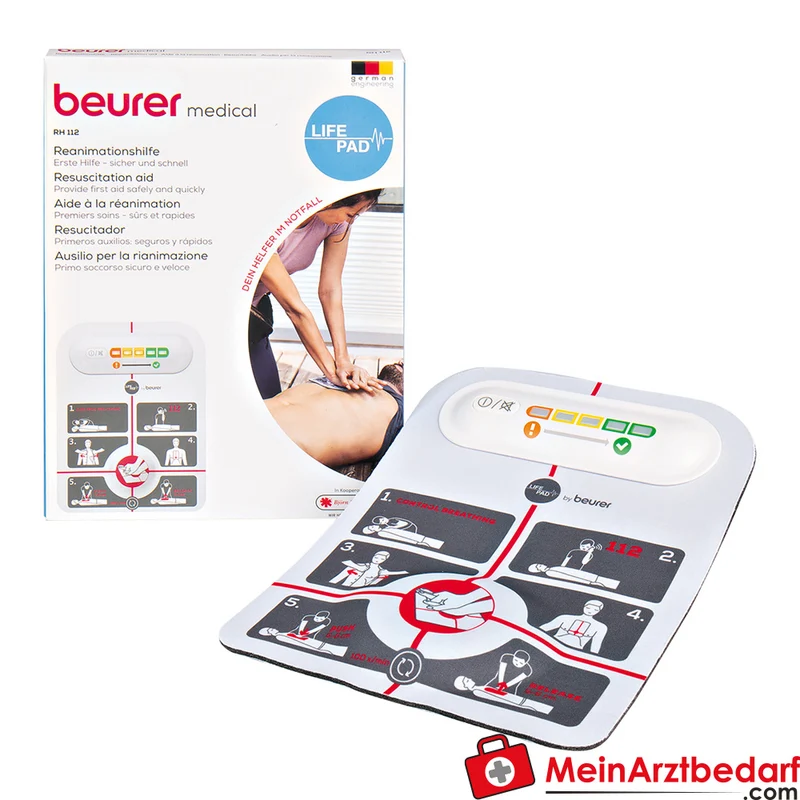Beurer LifePad Reanimationshilfe mit LED-Feedback und akustischem Signal, flexibel, ab 12 Jahren