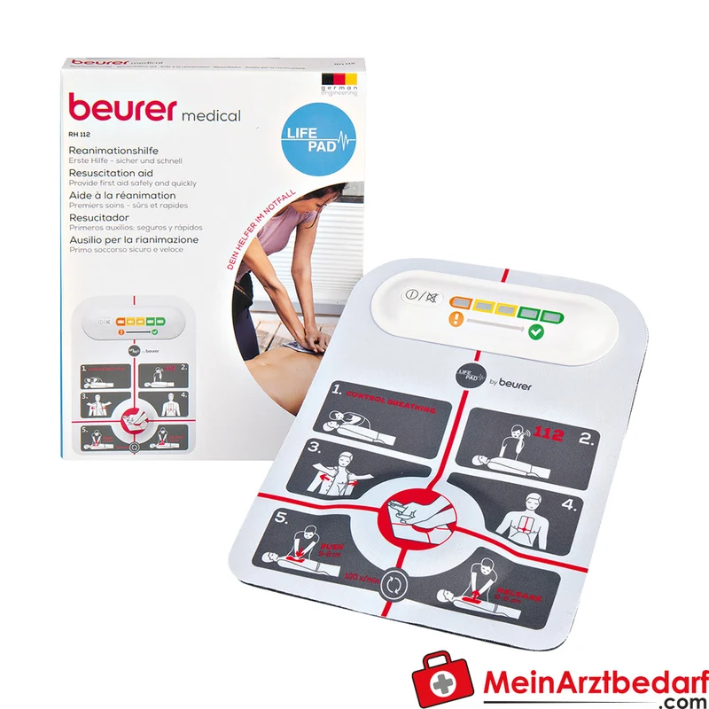 Beurer LifePad Reanimationshilfe mit LED-Feedback und akustischem Signal, flexibel, ab 12 Jahren