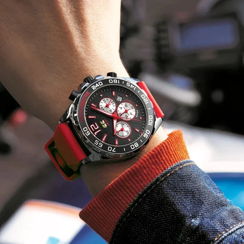 Herren Chronograph Uhr – Sportliches Design mit Quarzwerk & Bequemem Silikonarmband