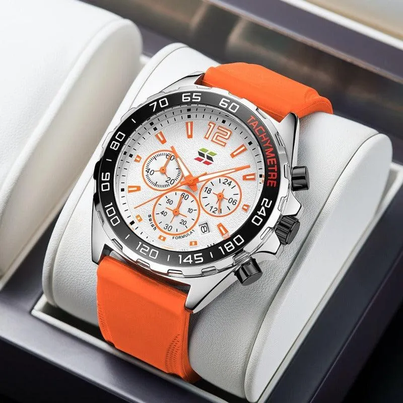Herren Chronograph Uhr – Sportliches Design mit Quarzwerk & Bequemem Silikonarmband