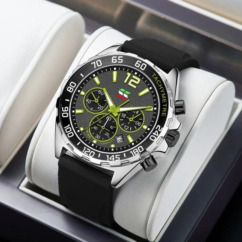 Herren Chronograph Uhr – Sportliches Design mit Quarzwerk & Bequemem Silikonarmband
