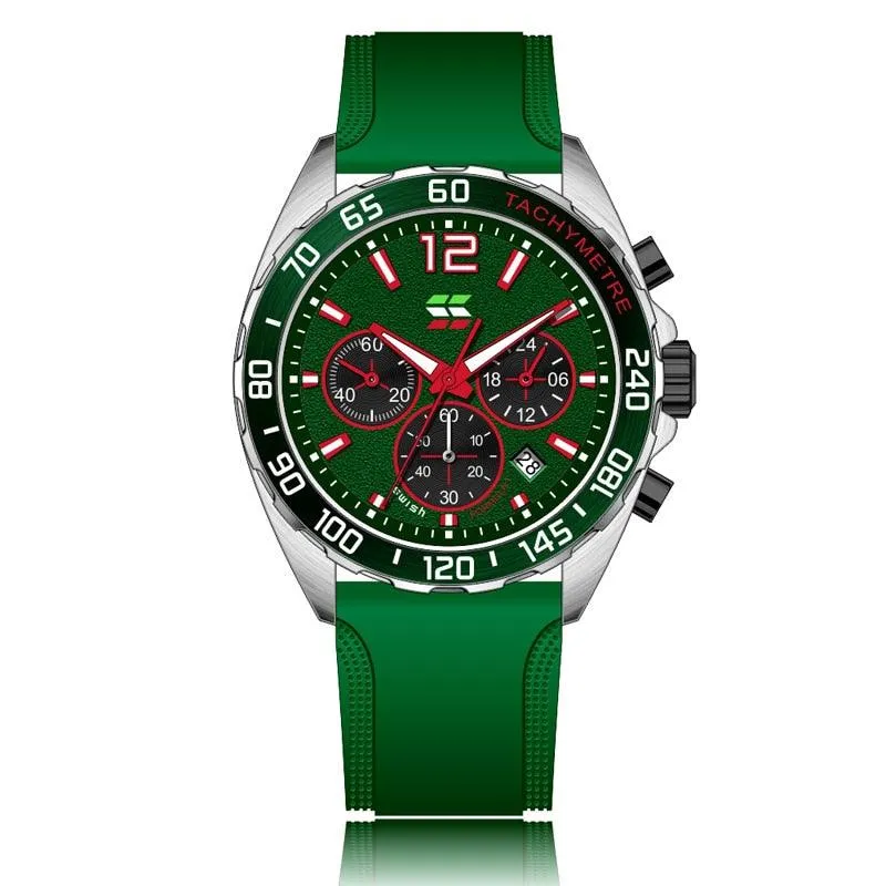 Herren Chronograph Uhr – Sportliches Design mit Quarzwerk & Bequemem Silikonarmband