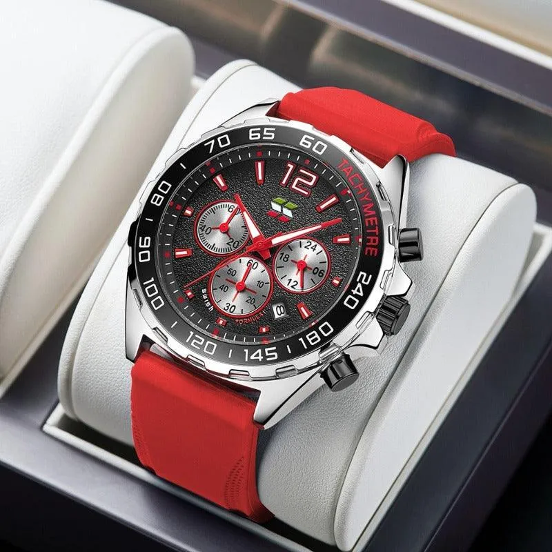 Herren Chronograph Uhr – Sportliches Design mit Quarzwerk & Bequemem Silikonarmband