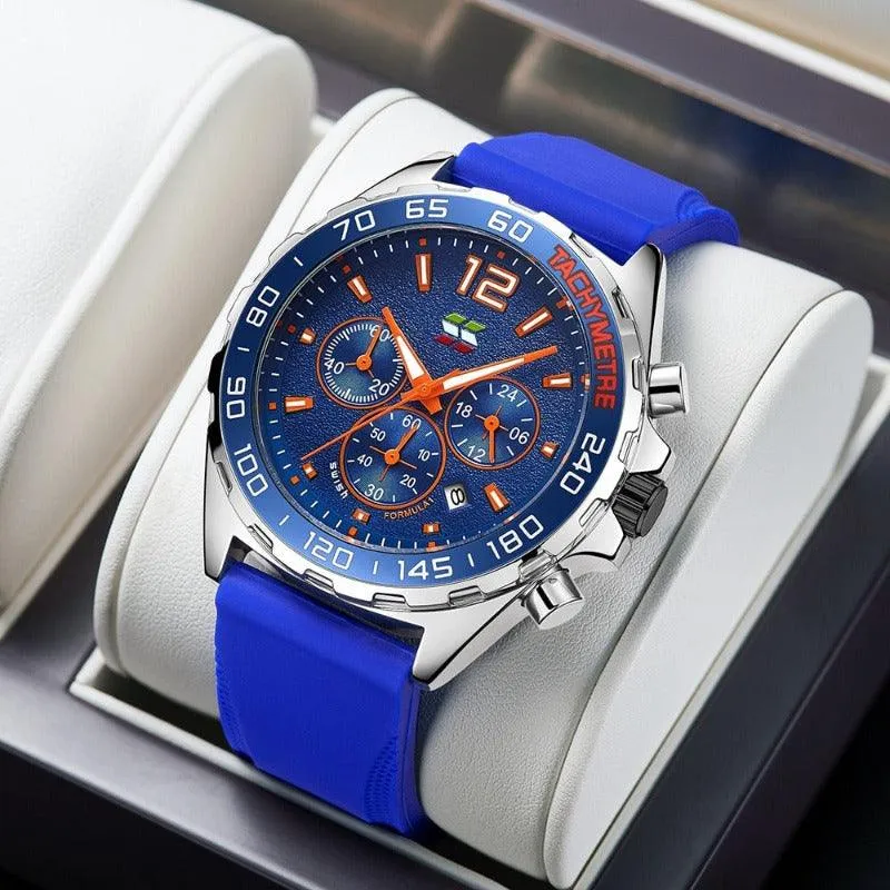 Herren Chronograph Uhr – Sportliches Design mit Quarzwerk & Bequemem Silikonarmband