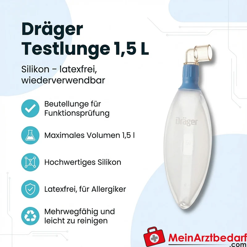 Dräger Testlunge 1,5 l Silikon Beutellunge Mehrweg latexfrei