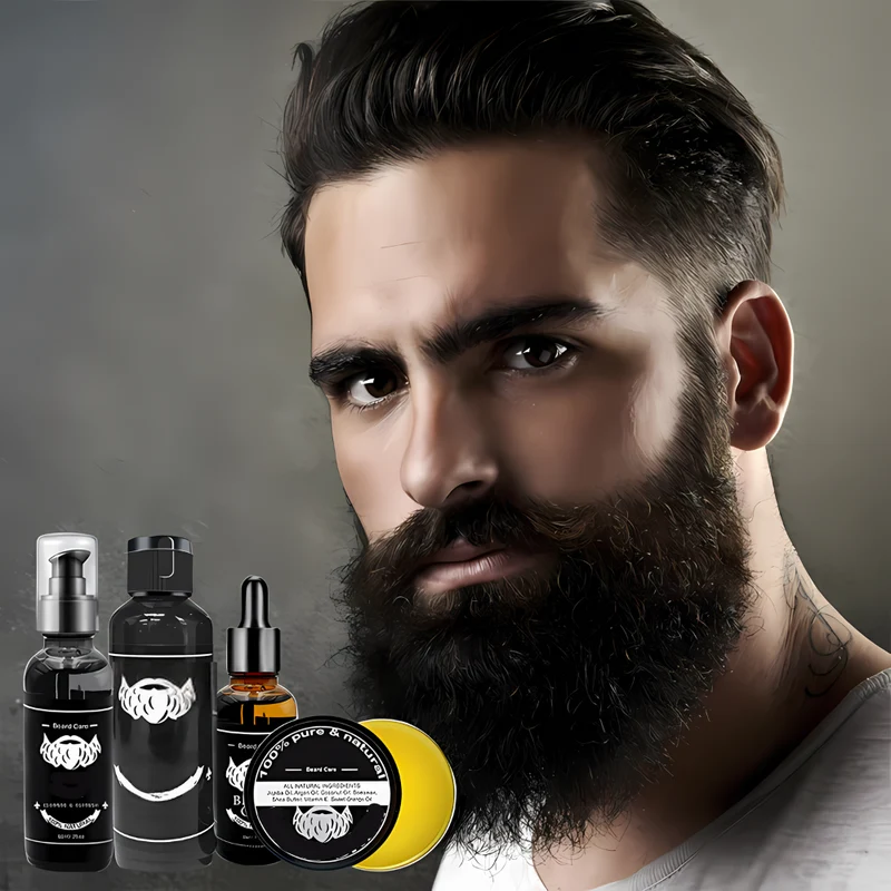 Bartpflege-Set mit Bartbürste, Bartöl & Bartkamm – Komplettes Pflege- und Styling-Set